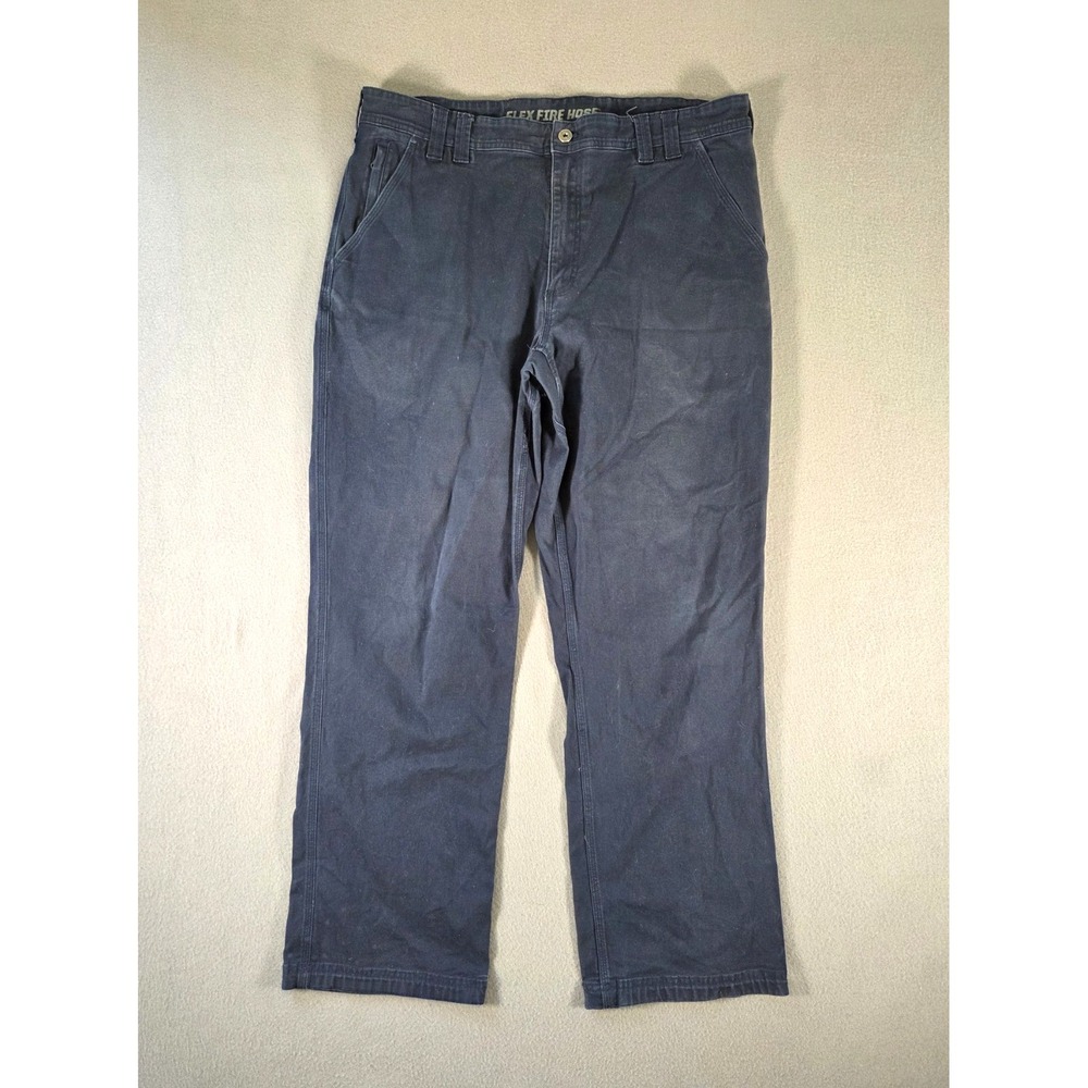 Duluth Trading Co Pants Mens 38x32 Navy Canvas Flex Fire Hose Workwear Straight